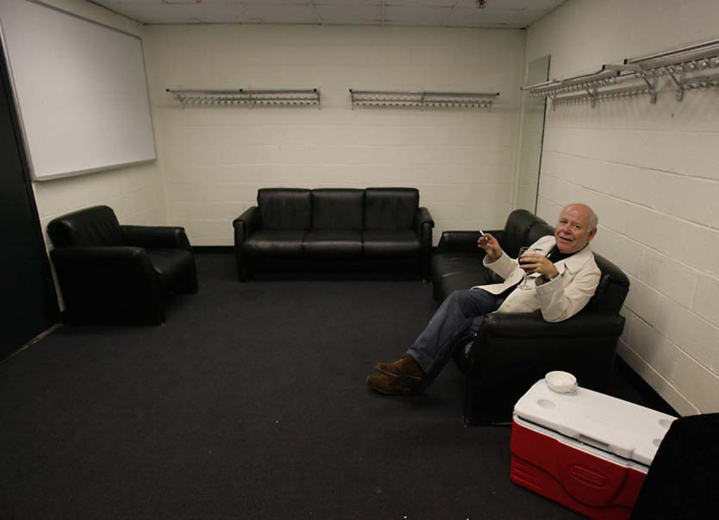 The Who's onstage sound engineer Bob Pridden enjoys some time alone following The Who's second show at Madison Square Garden on Sept. 20, 2006.